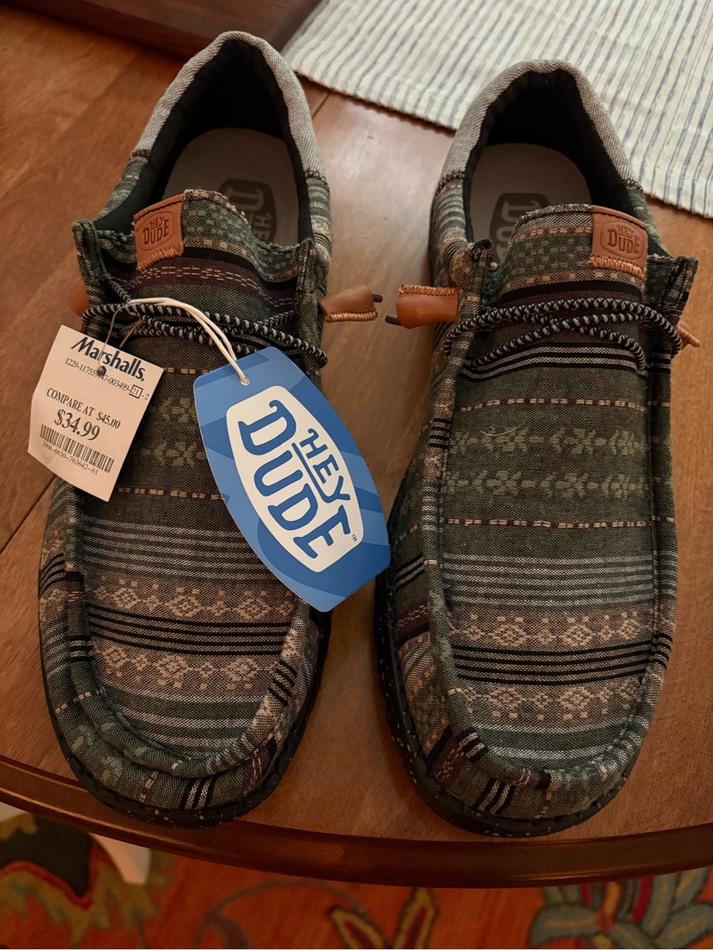 Hey Dude Men’s Green Patterned Slip-On Loafers